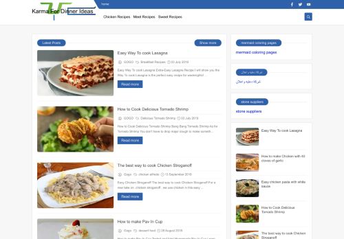 لقطة شاشة لموقع Karma For Dinner Ideas
بتاريخ 25/02/2022
بواسطة دليل مواقع عرب سايت